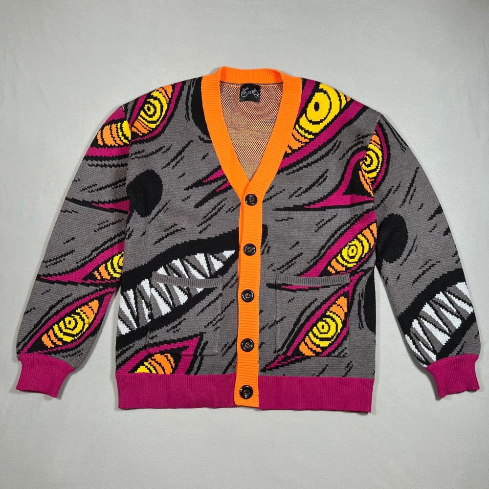 Steady Hands Chainsaw Man Cardigan Gray Graphic Sweater S/M Monster Halloween